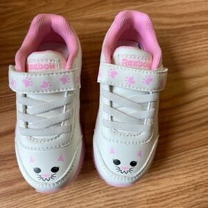 Reebok Girls White & Pink Cat Face Sneakers